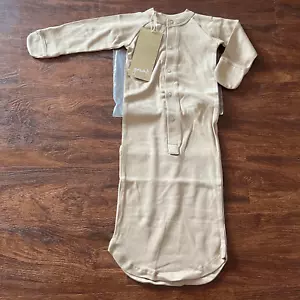 NWT Goumi Kids Sandstone Gown SZ 3-6 mo Snap Bamboo Tan Baby Sleeper Jamms - Picture 1 of 3