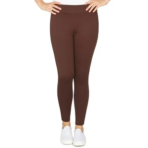 Ruby Rd Women's Pull on Elastic Waistband Stretch Ponte Leggings Pants in Brown - Picture 1 of 6