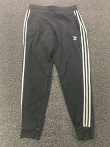 Adidas Jogger Pants Mens Medium Black Sweatpants Track Sweat 3 Stripes - Picture 1 of 12
