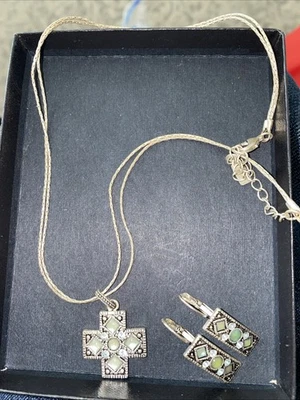 1928 Brand Silver And Blue Necklace And Earrings - Image 1 of 4