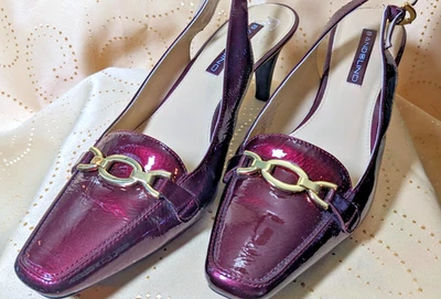 Sapato social Bandolino feminino 8,5M rubi ouro vermelho acento estilingue costas feriado bronze - Imagem 1 de 4