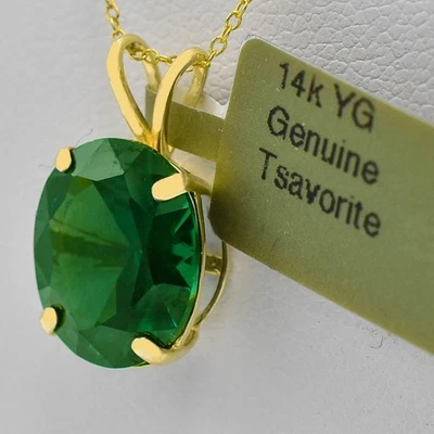 COLGANTE TSAVORITA GENUINO 5,50 quilates ORO AMARILLO SÓLIDO 14k - Valoración gratuita - Nuevo con etiquetas Foto 1 de 4