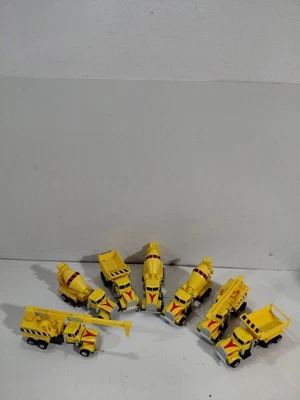 Fleet of 7 Die Cast Plastic 5" Construction Dump Truck Cement Mixers Crane - Image 1 of 4