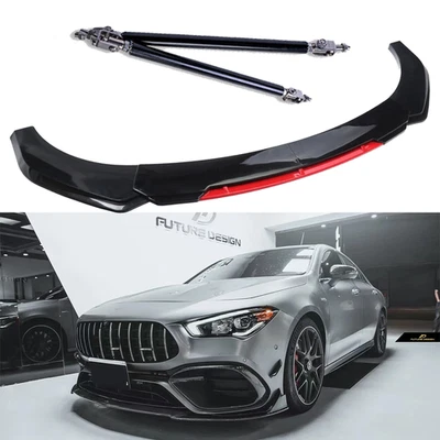 For Mercedes Benz CLA Front Bumper Lip Spoiler Splitter Body Kit Black Red Foto 1 de 4