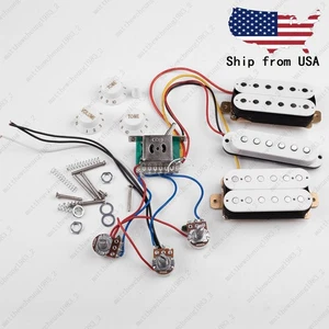 Electric Guitar HSH Pickups Wiring Harness with 500K Pots for Strat Guitar-White - Picture 1 of 2