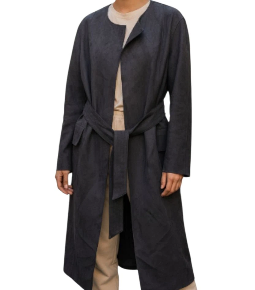 Gabardina negra de gamuza sintética sin cuello para mujer MNG Basics/MANGO talla XS  Foto 1 de 4