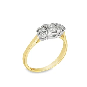 18ct Yellow Gold Diamond Trilogy Ring - Size K - 0.83ct - Picture 1 of 6