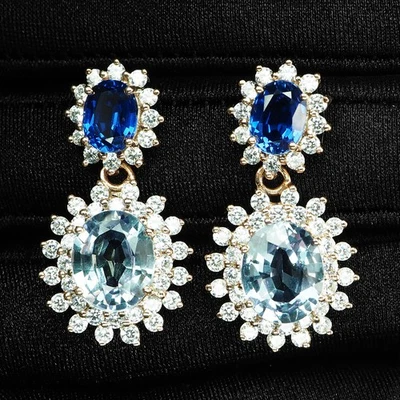 Pendientes Boutique Cambio de Color Alejandrita 12.10Ct Plata de Ley 925 Oro Rosa Foto 1 de 4