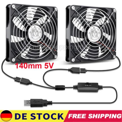 MARKENLOS Doppel Lüfter PC Ventilator lüfter 140 mm Leise PC Gehäuselüfter Fan 12V USB 5V
