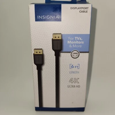Insignia DisplayPort Cable, 4K Ultra HD, 6', Black - Image 1 of 3