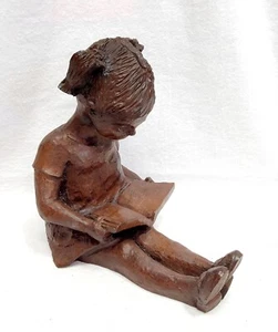 Vintage Bookend Girl Reading a Book Figure Handcrafted Somerville Red Mill Mfg - Picture 1 of 7