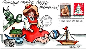 Scott 2514 / 2415 25 Cents Christmas Tree Judith Fogt Hand Painted FDC 51/100 - Picture 1 of 2