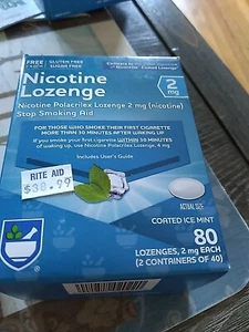 Rite Aid 2mg Coated Ice Mint Nicotine Lozenge 80ct 12-2025 Sugar Free - Picture 1 of 4