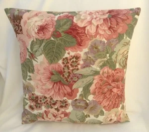 Beautiful Sanderson Designer Cushion Cover ROSE & PEONY Pink Fabric Various Size - Picture 1 of 2