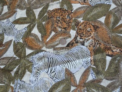 4244.  2 piezas. TELA DE ALGODÓN ARTESANAL PARA LEOPARDOS Y CEBRAS - 59" x 1-1/8 yardas. Total Foto 1 de 2