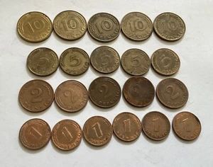Lot of 21 Vintage German Coins (1950-1995), 1, 2 , 5 &10 Pfennigs - Picture 1 of 6