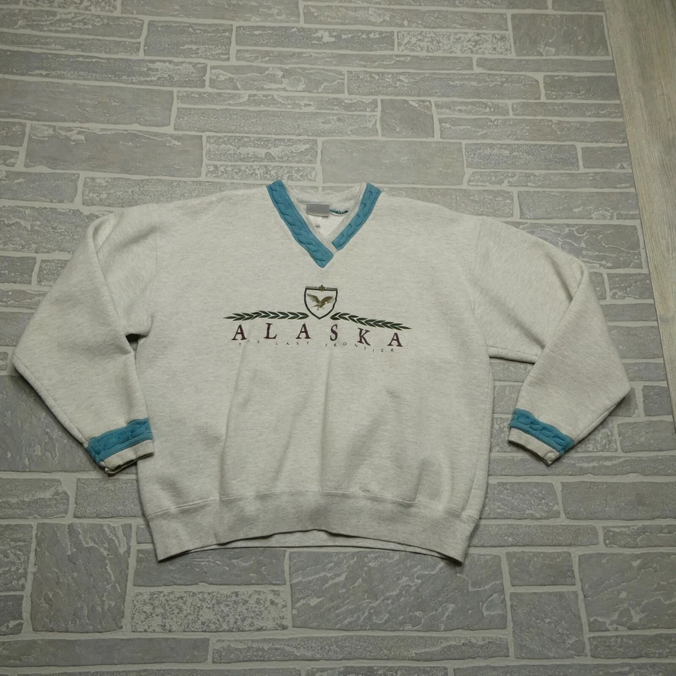 VINTAGE Alaska Sweater Womens XL Puff Ink Cable Knit Accents Beezil Sweatshirt - Image 1 of 4