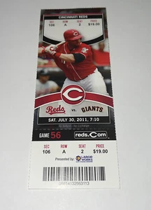 Cincinnati Reds Vs San Francisco Giants Game Day ticket Stub. 7/30/2011 - Picture 1 of 1