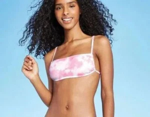 Xhilaration Apron Bralette Bikini Top Pink & White Tye-Dye - Pick Your Size - Picture 1 of 10
