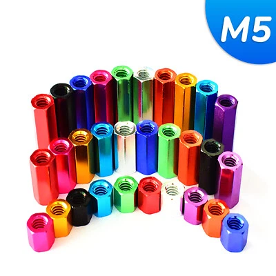 M5 / 5mm Metric Hex Rod Coupling Nut with Aluminum DIN 6334 - Image 1 of 4