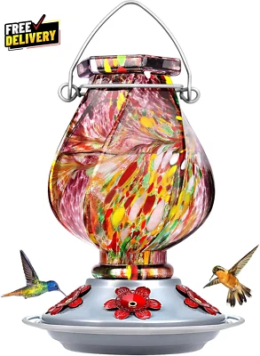 Hummingbird Feeder Hand Blown Glass Hummingbird Feeders for Outdoors Hanging.... - Image 1 of 4