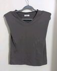 Babaton Aritzia Gray Shoulder Pad Pull-Over Lightweight Crew Neck Top X Small XS