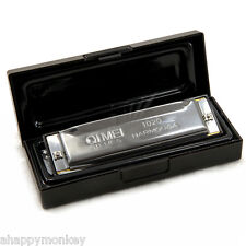 High Quality Silver Metal Harmonica 10 Holes Key of C Blue Easy to Carry