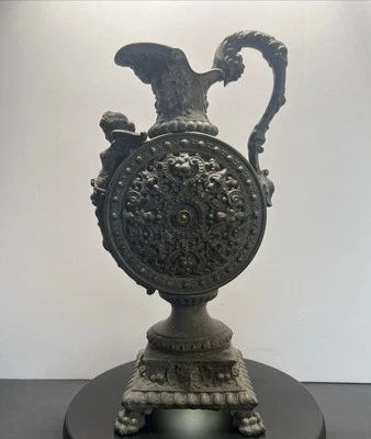 Antique Heavy Cast Metal Urn Figural Ewer Ornate Art Nouveau - Image 1 of 4