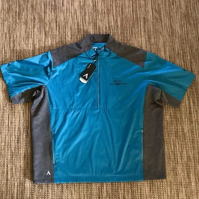 NUEVA Chaqueta Para Hombres ANTIGUA Barrera Media Manga 1/2 Cremallera Gris Turquesa LOGO XXL Foto 1 de 4