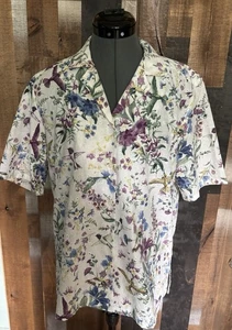 BonWorth Vintage Floral Cotton Blend Top Womens Sz L Cottagecore Artsy Retro - Picture 1 of 16