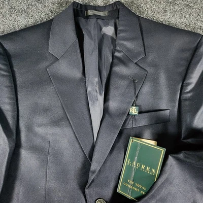 NWT Lauren Ralph Lauren Men's Navy Blue Wool Total Comfort Sport Coat Blazer 38S - Image 1 of 4