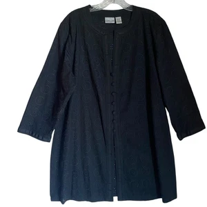 Chico's bestickt Knopf Ösen Tunika Top XL schwarz sommerlich Boho viktorianisch - Bild 1 von 6