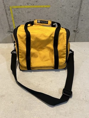 "Mini bolsa de lona LL Bean vintage años 90 colgante bolso de viaje 12"" amarillo cremallera superior de colección" Foto 1 de 4