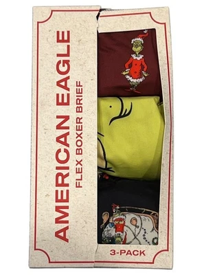 Новый с Ярлыками AMERICAN EAGLE 3 упаковки Flex 6» боксера бриф Sz XS-S-M-XL красный зеленый гринч #90 - Изображение 1 из 4