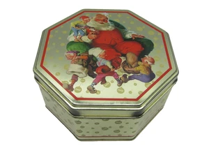 Vintage Blechdose Behälter Coca Cola Weihnachtsmann Achteck Weihnachtsdose T131 - Bild 1 von 6