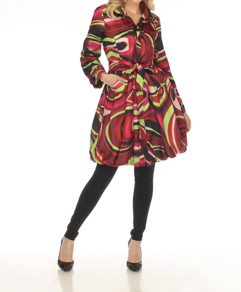 Samuel Dong Bougainvillea Belted Water Resistant Bubble Trench Coat Red - Image 1 of 1