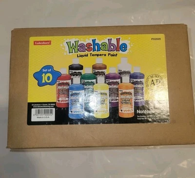 Nuevo Lakeshore Lavable Tempera Pintura Colores Surtidos 8oz Cada Botella Juego de 10 Foto 1 de 4