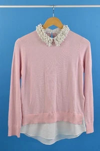 Ted Baker Women's Jumper Ted Size 1 UK 8 Pink Floral Collar BNWT Mock Shirt - Picture 1 of 8