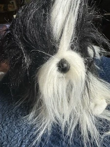 Shih Tzu Dog Plush Black White SKM Enterprise 16 Inch long Stuffed Animal Toy GC - Picture 1 of 5