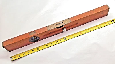 Level, STANLEY Sweet Heart No. 3, Vtg. 24" Woodworker's Wood & Brass Level, USA - Image 1 of 4