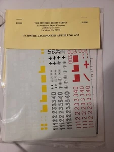 The Master’s Hobby Supply d108 Schwere Jagdpanzer Abtielung tank decals. 1/35 - Picture 1 of 3