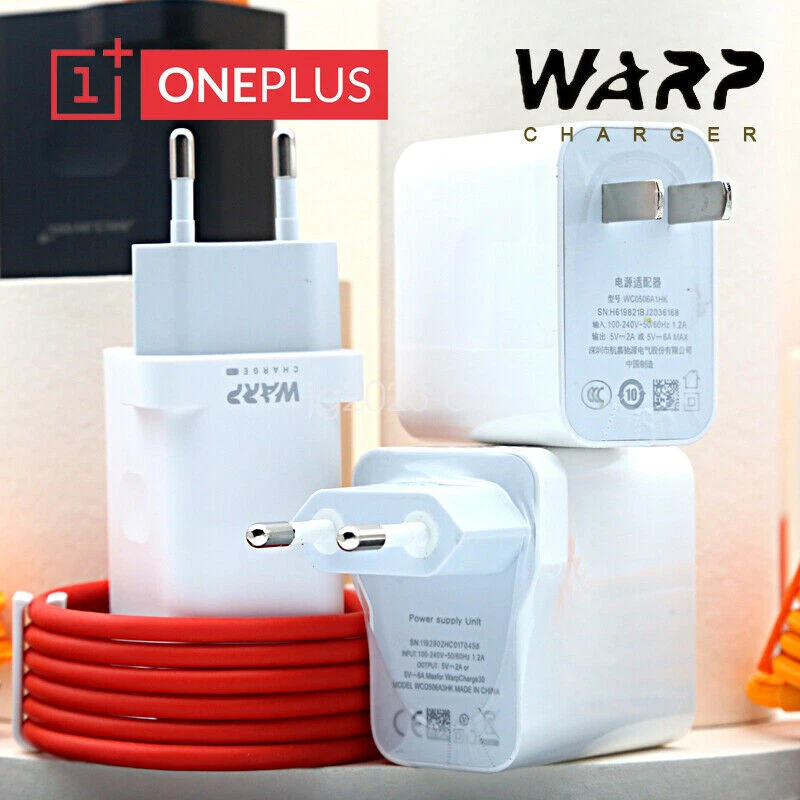 OnePlus 30W Warp Fast Charger Adapter Wall Plug USB-C Cable For 8Pro 8 7t 7 6t - Image 1 of 4