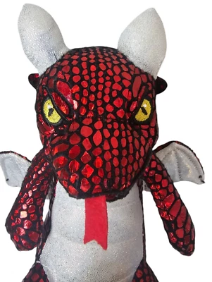 Nanco Red Flying Dragon Wings Snake Plush Toy Black Silver Iridescent 13" 2020 - Image 1 of 4