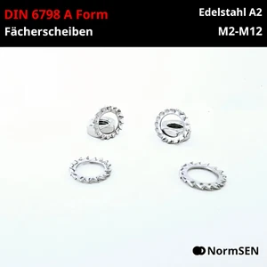 Fächerscheiben DIN 6798 A Form Edelstahl V2A M2 - M12 außenverzahnt Zahnscheiben - Bild 1 von 7