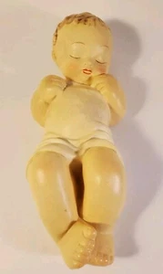 Vintage antikes Jesuskind Kreidegeschirr Statue schlafendes Klavier Baby 11 Zoll lang - Bild 1 von 16