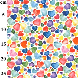 100% Cotton Fabric Digital Rose & Hubble Rainbow Love Heart Valentine 150cm Wide - Picture 1 of 1