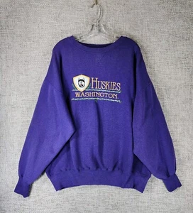 Washington UW Huskies Vintage Crew Neck Sweatshirt Adult XL Purple Embroidered - Picture 1 of 11