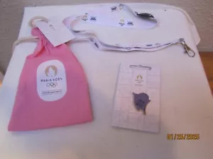 NEW Paris Olympics 2024 Official Hospitality Lanyard, purple track pin badge bag - Picture 1 of 4