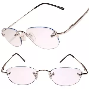 Stylish Modern Rimless Rounded Rectangle Silver 1.75 Reading Glasses - Picture 1 of 4