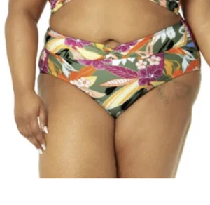 Time and Tru Women's Plus size 3X (24W-26W) Floral High Waist Twist Swim Bottoms - Picture 1 of 6